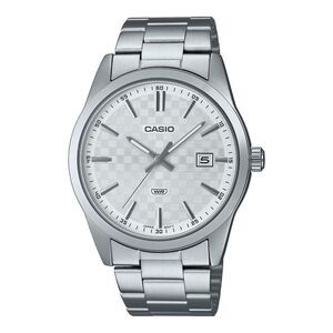 Casio Men’s Silver Stainless Steel Watch with Textured Silver Dial –